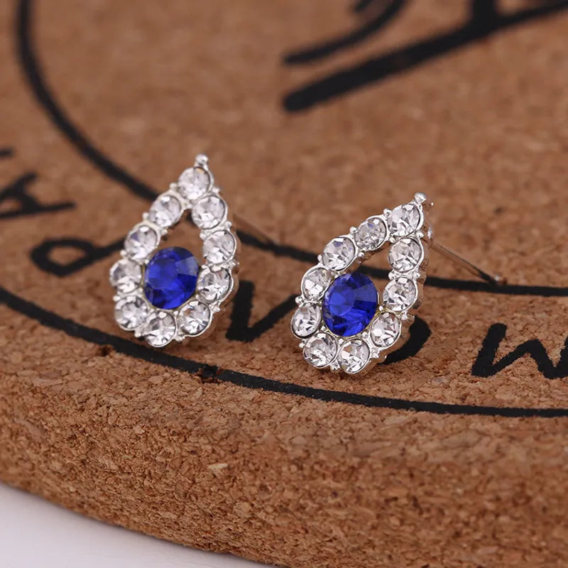 Blue Diamond with Zircon Ear Studs KNER-013-CN