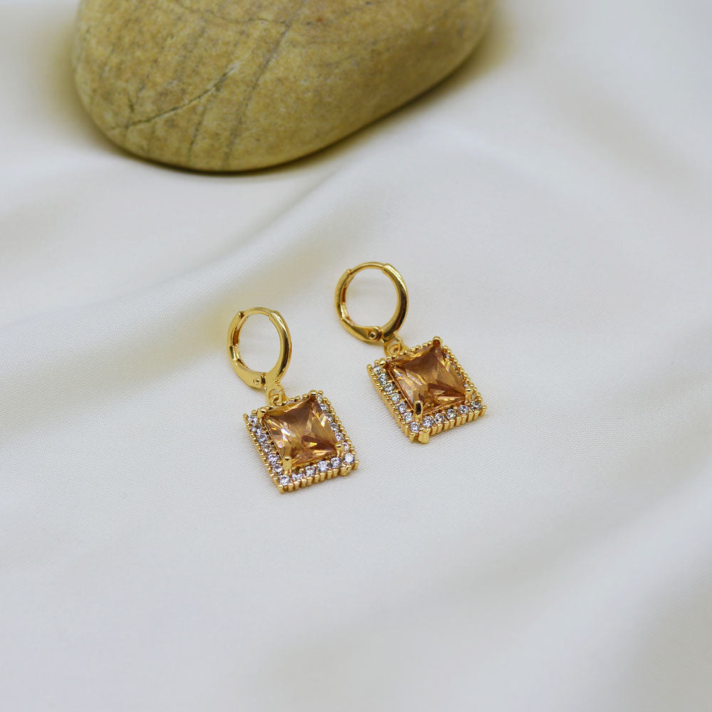 Crystal Square Stone Earrings KNER-012
